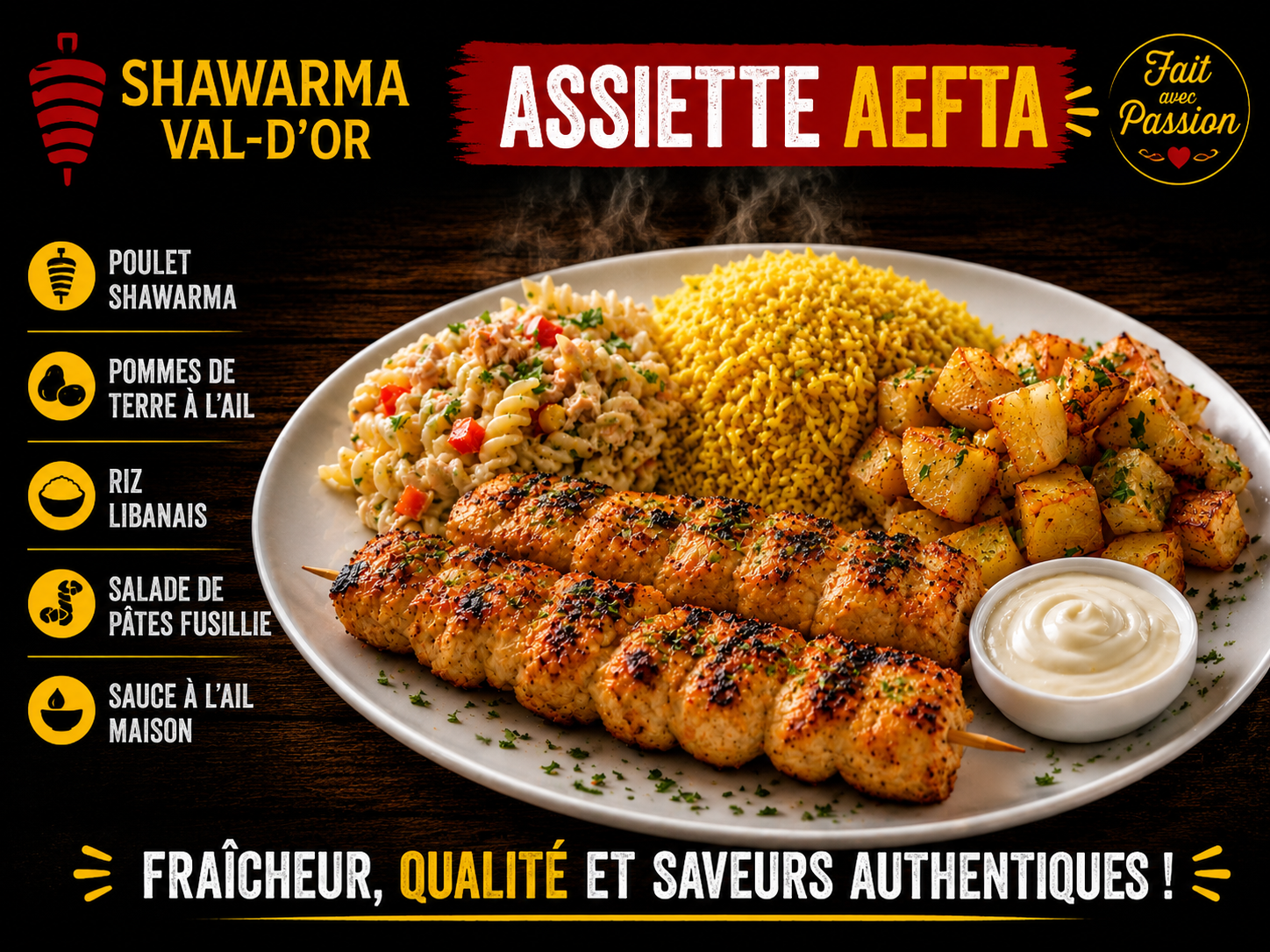 assiette poulet kabab